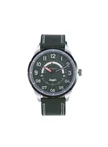 Curren 8267 Stylish Leather Strap Wrist Watch For Men - Green