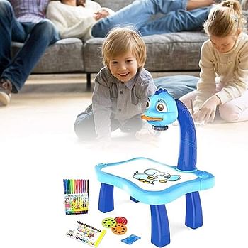 Child Learning Desk With Smart Projector, Kids Educational Painting Table Light Music Children Projection Drawing Playset Table, Birthday Gift For Boys Girls