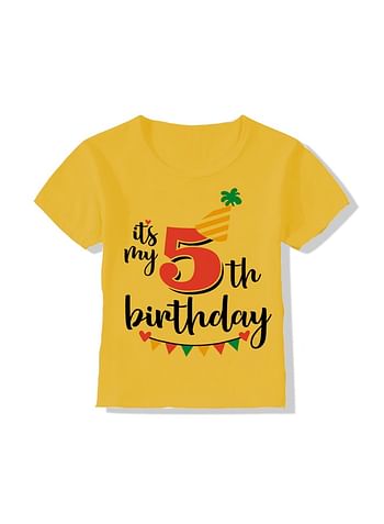Its My 5th Birthday Party Boys and Girls Costume Tshirt Memorable Gift Idea Amazing Photoshoot Prop Yellow