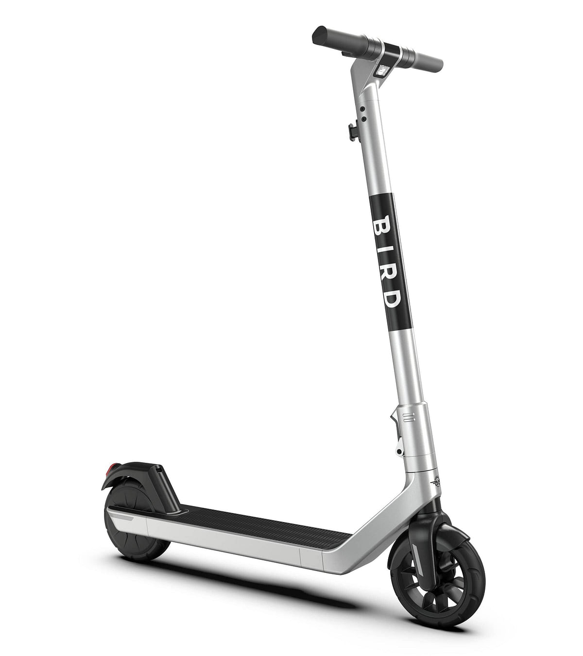 Bird AIR Scooter 8.0" - Folding Electric Scooter, Portable Compact Stylish Trendy, Fast 25kph, Bluetooth, Battery Operated, LED Lights, Splash Resistant, Flat-Free Wheels, Electronic Brake - Silver