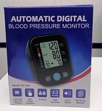 جهاز قياس ضغط الدم بشاشة رقمية كبيرة أوتوماتيكية بالكامل وسوار ذراع قابل للتعديل يأتي مع منفذ Micro USB باللون الأسود
