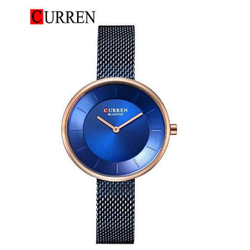 Curren 9030 Original Brand Mesh Band Wrist Watch For Women / Dark Blue