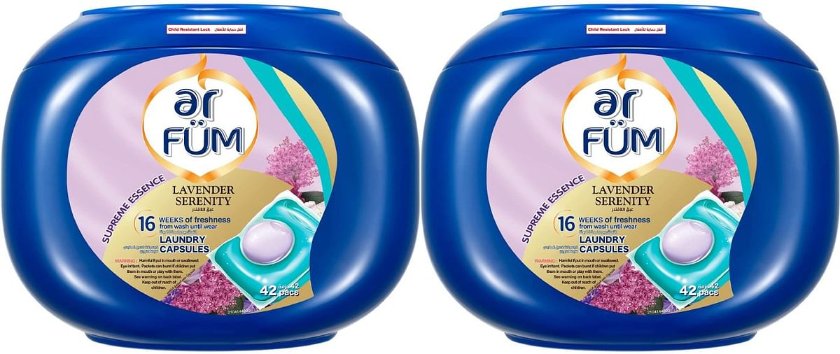 AR FUM PODS, Laundry Detergent, 42 Capsules, German Formulated Laundry Pods, Washing Liquid Capsules, Lavender Scented Laundry Pods, Pack of 2 X 42 Pods (84 Capsules)
