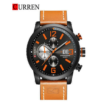 CURREN Original Brand Leather Straps Wrist Watch For Men 8281 - Brown, Black