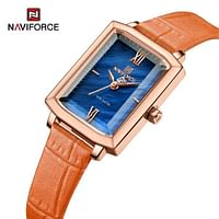 NAVIFORCE 5039 Waterproof Wristwatch Luxury Bracelet Women’s Watch Simple Casual Ladies Clock Brown & Blue