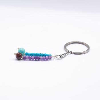 Amethyst and Turquoise Natural Crystal Keychain - Good Luck and Prosperity