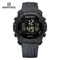 Naviforce NF7104 Sports Casual Digital Display Silicon Strap Watch For Men - Grey/Black