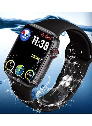 HW22 Plus Smartwatch Touch Screen with Silicone Strap, Bluetooth Call, Crown, Wireless Charging, Fitness Tracker, Arabic Android and iOS (44mm)