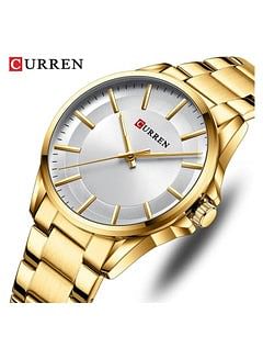 CURREN 8429 Luxury Sports Watch Men Stainless Steel Quartz Chronograph Waterproof Military Business Black Watch Gold/White