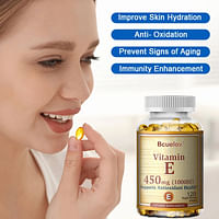 Vitamin E Capsules - For Skin, Hair, Eye, Heart & Anti-Aging | Antioxidant, Boosts Immunity and Blood Circulation - 60 Capsules