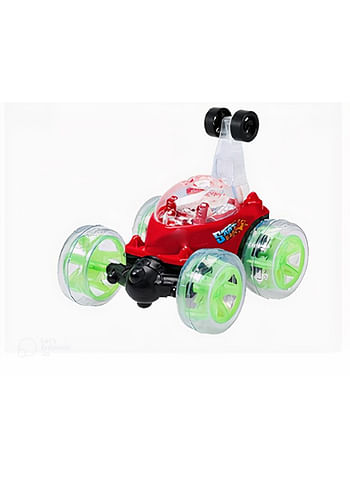 Stunt Car Remote Control Toy with Rotating Spin 360° Flips Light and Music (Red)