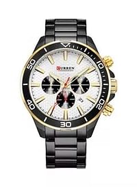 CURREN Men's 8309  Chronograph Waterproof Stainless Steel Band Casual Quartz Watch - 48 mm -Black & Gold