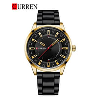 CURREN 8406 Stainless Steel Men Quartz Wristwatch Watches for Men Black & Rose Gold