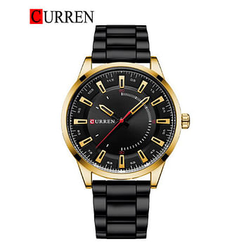 CURREN 8406 Stainless Steel Men Quartz Wristwatch Watches for Men Black & Rose Gold