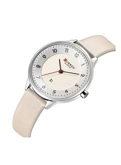 CURREN 9035 Wrist Watches Ladies Analog Quartz Digital Watch For Women Classic Date Female Clock - White & Silver