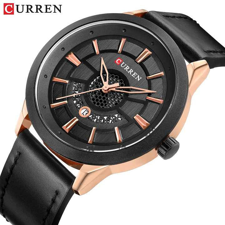 Curren 8330 men's  watch business casual calendar leather waterproof quartz watch