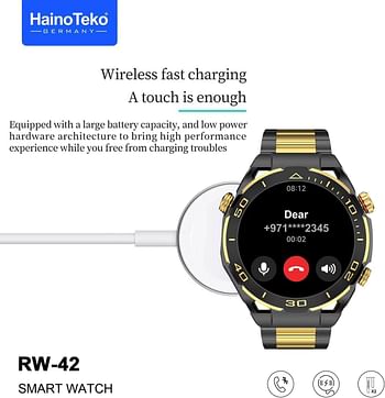 Haino Teko Germany RW42 Round Shape Large Screen AMOLED Display Smart Watch With 2 Pair Straps and Wireless Charger For Men's and Boys