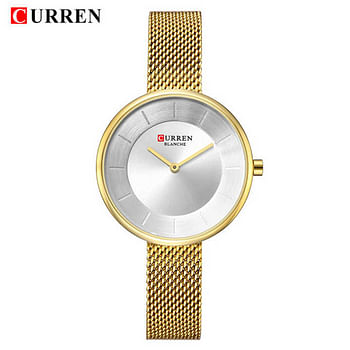 Curren 9030 Original Brand Mesh Band Wrist Watch For Women / Gold