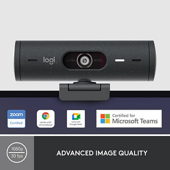 Logitech Webcam Brio 500 Full HD 1080P Resolution at 30 Fps (960-001493) Graphite