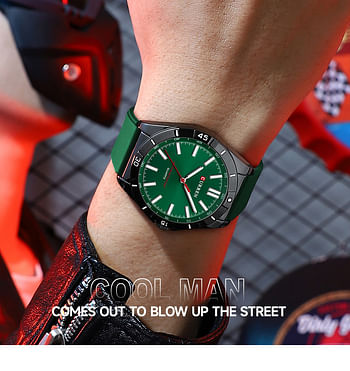 Curren 8449 Men's Quartz Watch Silicone Strap Fashion Sports Waterproof / Green