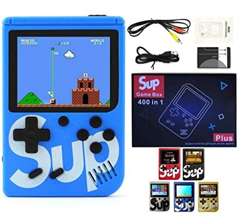 SUP Game Box Plus 400 in 1 Retro Games Upgraded Mini Portable Handheld Console, Blue
