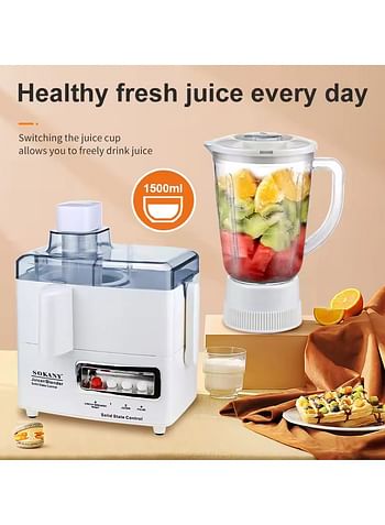 SOKANY 4-in-1 Multifunctional 800W Electric Juice Extractor 1.5L Food Processor, Coffee Bean Grinder, Simple Controls And Intuitive Design (SK-4008)