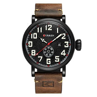 Curren 8283 Original Brand Leather Straps Wrist Watch For Men Brown and Black