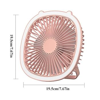 مروحة مكتب يو اس بي، مروحة دائرية للهواء مع ضوء ليد، تعمل بـ 3 سرعات لسطح المكتب، شخصية للمنزل وغرفة النوم والمكتب 2 في 1 وكابل شحن يعمل بمصباح مروحة مثبت على الحائط بلون عشوائي