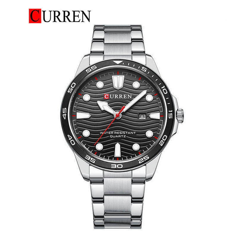 CURREN 8426 Original Brand Stainless Steel Band Wrist Watch For Men Silver