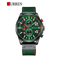 CURREN Original Brand Leather Straps Wrist Watch For Men 8393 Green Black