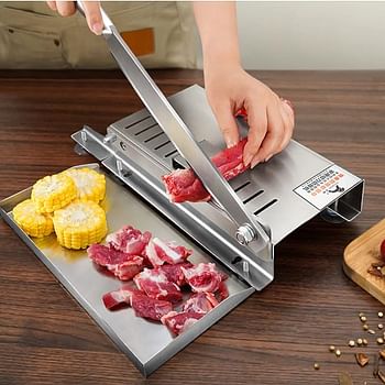 Bone Chopping Knife Frozen Meat Slicing Knife Guillotine, Stainless Steel Hot Pot Beef Roll Slicing Knife Household Frozen Meat Cutter with Non-slip Stable Feet