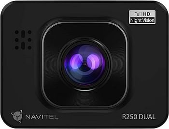 NAVITEL R250 Dual Front and Rear Dashcam, Full HD Car Dashboard Front Video Camera with Built-in Screen, Additional Rear Camera, Wide Angle, Night Vision, Impact Sensor and Parking Mode