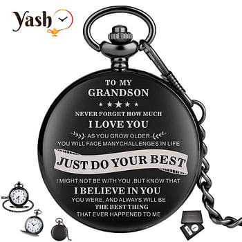 Yash Retro Style Quartz Pocket Watch Grandson - Just Do Your Best