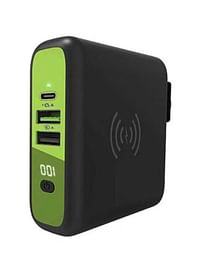 8000 mAh Mbala.Qi Power Bank With Wireless And Wall Charger Black/Green
