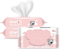 Aiwibi Baby Wet Wipes (Strawberry)-- Pack of 3 Pouches x 80Sheets, 240 Wipes