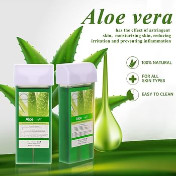 Aloe flavor Professional Depilatory soft Wax 100 ml Roll-on Cartridge wax for Home hair removal Use