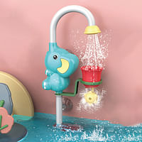 UKR Elephant Bath Toy Bathtime Play Water Sprinkle Activity Fun Watering 360 Rotation (Blue)