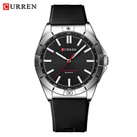Curren 8449 Men's Quartz Watch Silicone Strap Fashion Sports Waterproof / Black