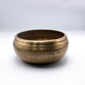 Authentic Handcrafted Himalayan Singing Bowl from Nepal with Golden Unique Pattern | Enhance Healing, Mindfulness, Meditation, and Yoga Experience | Traditional Wooden Striker Included