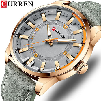 Curren 8390 Original Brand Leather Straps Wrist Watch For Men / Grey