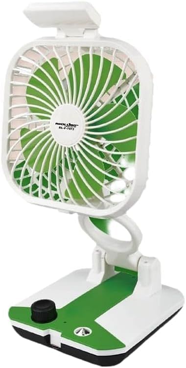 Rocklight 8" LED Multi-Functional Fan RL-F-7072, Rechargeable Battery-Operated Portable Fan, 2400 MAH Lithium Battery, USB Micro Charging