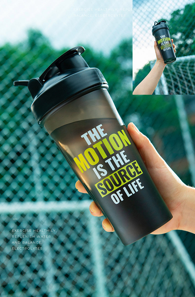 Portable Water Bottle for Gym and Protein Shaker Bottle, 600ml