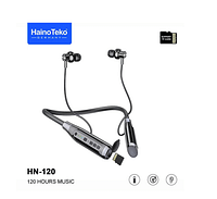 Haino Teko Germany HN120 Bluetooth Neckband 120 Hours Music With High Bass Sound Quality Super Clear Mic and TF Card Support Black