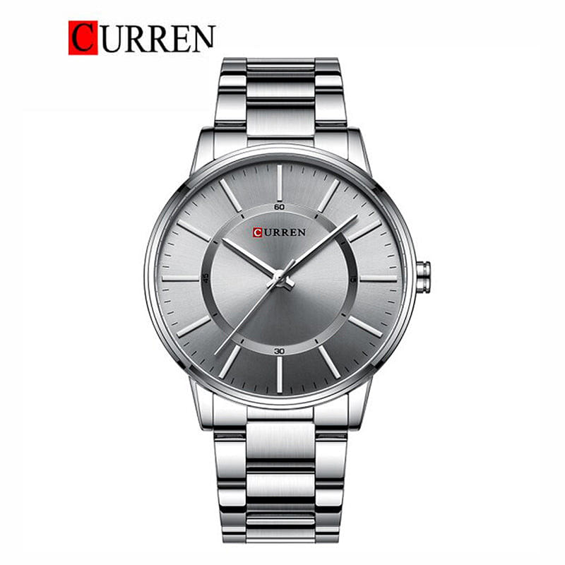 CURREN Original Brand Stainless Steel Band Wrist Watch For Men 8385 Silver Gray