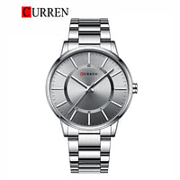 CURREN Original Brand Stainless Steel Band Wrist Watch For Men 8385 Silver Gray