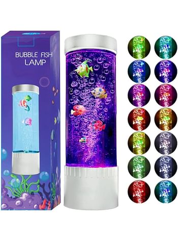 Bubble Fish Lava Lamp - 2 pcs combo Desktop Sensory LED Bubble Lamp Color Changing Aquarium lamp Artificial Fish Tank with Moving Fish