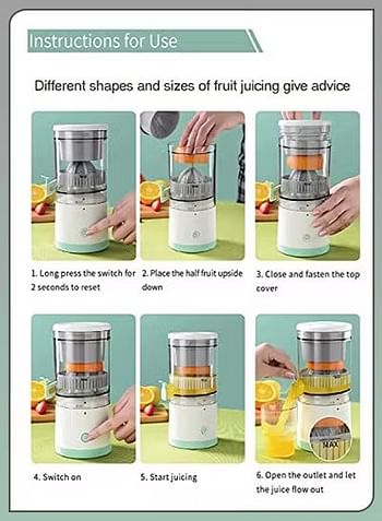 Electric Mini Citrus Juicer Hands-Free Portable USB Charging Powerful Cordless Fruit Juicer Multifunctional One Button Easy Press Lemon Orange Squeezer Machine For Kitchen