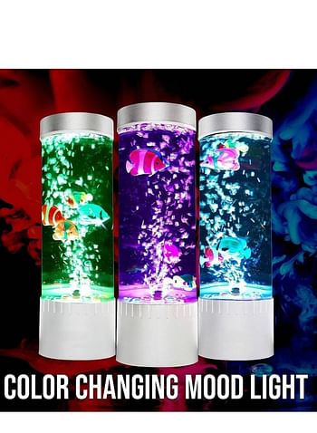 Bubble Fish Lava Lamp - 2 pcs combo Desktop Sensory LED Bubble Lamp Color Changing Aquarium lamp Artificial Fish Tank with Moving Fish