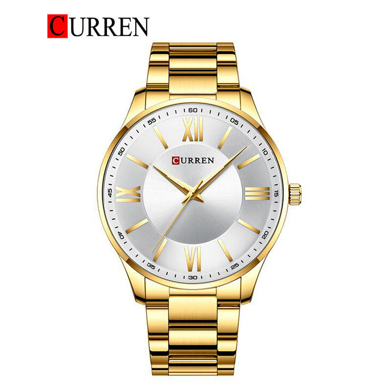 Curren 8383 Original Brand Stainless Steel Band Wrist Watch For Men / Gold