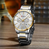 CURREN Stylish Men's Design Watch Luminous Display,, Auto Date Calendar Luxury Wristwatch 8435 Silver